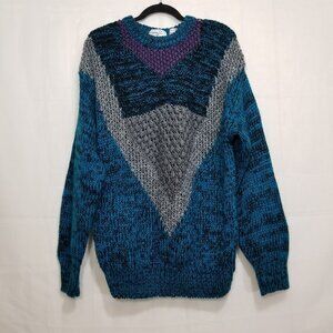 Sears and Robuck Co hand knit sweater blue size L